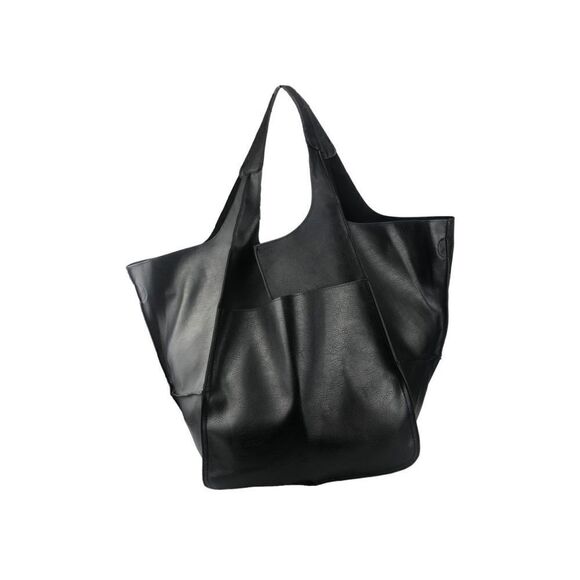 Luxe Vegan Leather Minimalist Oversized Tote Bag - Picture 4 of 7